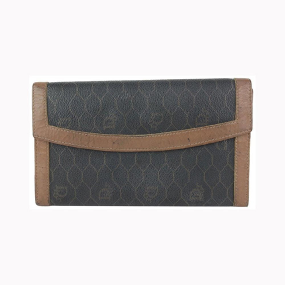 Dior Black x Brown Monogram Trotter Honeycomb Flap Wallet 914da39